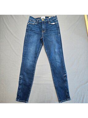Frame Le Skinny De Jeanne Jeans Size 28 Stretch Blend Dark Wash Denim Snaps